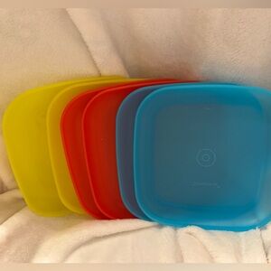 Tupperware Colorful Square Containers - Blue, Red, Yellow